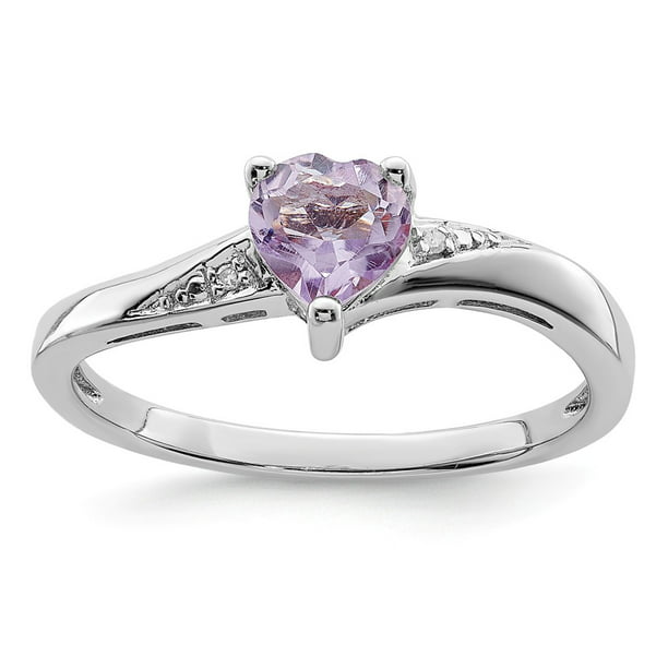 1.14 Cttw 925 Sterling Silver Heart Cut Amethyst and Diamond Engagement Ring 